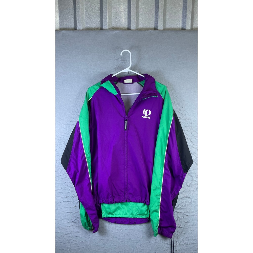 Pearl Izumi Cycling Jacket Mens Medium Purple Green Good Colorblock Windbreaker